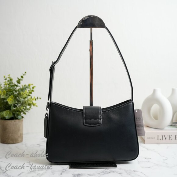 NWT Coach CAA92 Eliza Shoulder Bag With Zipper Closure Refined Leather Black - Picture 8 of 14